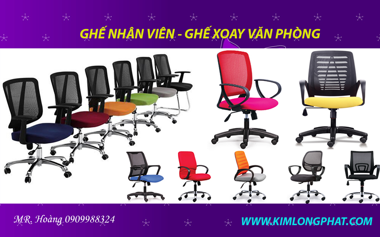 ghế xoay nhân viên lưng lưới 